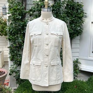 Lauren Ralph Lauren 100% Cotton military jacket, lt khaki, Sz 10. NWT + button